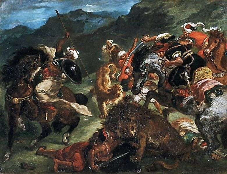 Caza del león   Eugene Delacroix