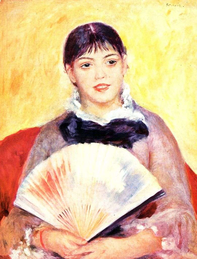 Chica con un fan   Pierre Auguste Renoir