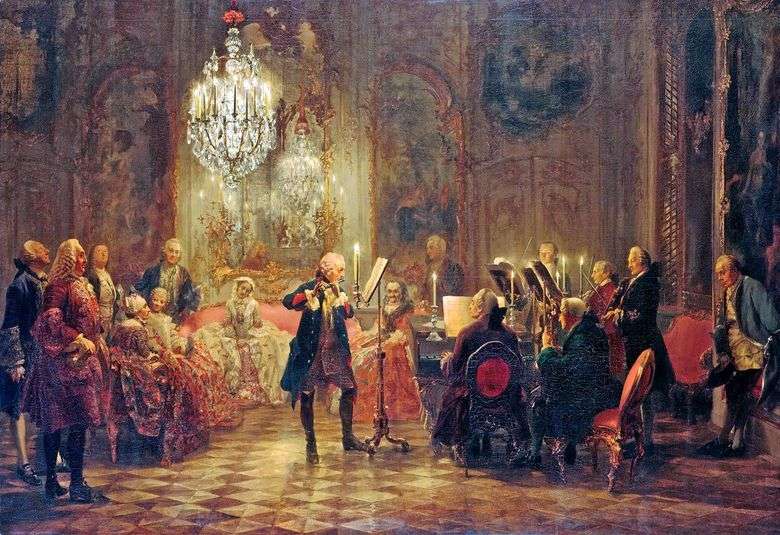 Concierto de Federico el Grande en Sans Souci   Adolf Menzel