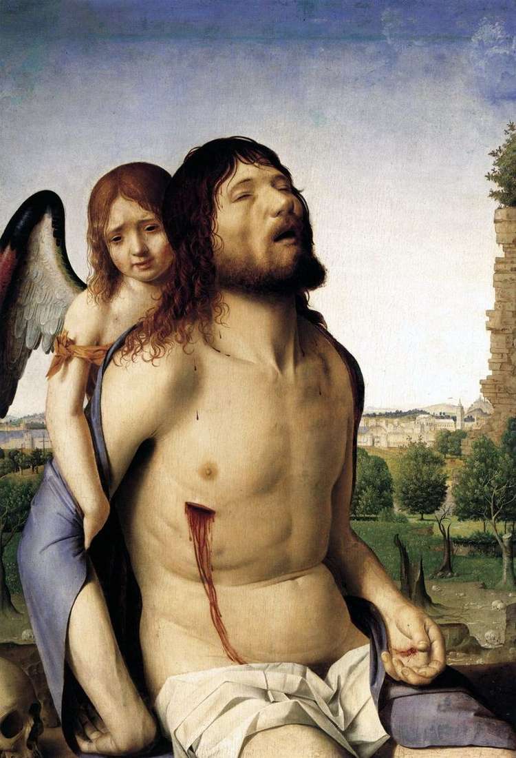 Cristo muerto apoyado por un ángel   Antonello da Messina