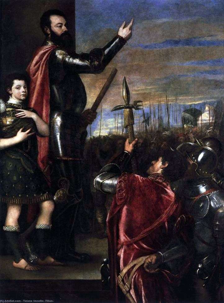 Discurso del Marqués del Vasto a los guerreros   Tiziano Vecellio