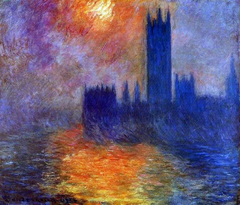 Edificio del Parlamento en Londres. Atardecer   Claude Monet