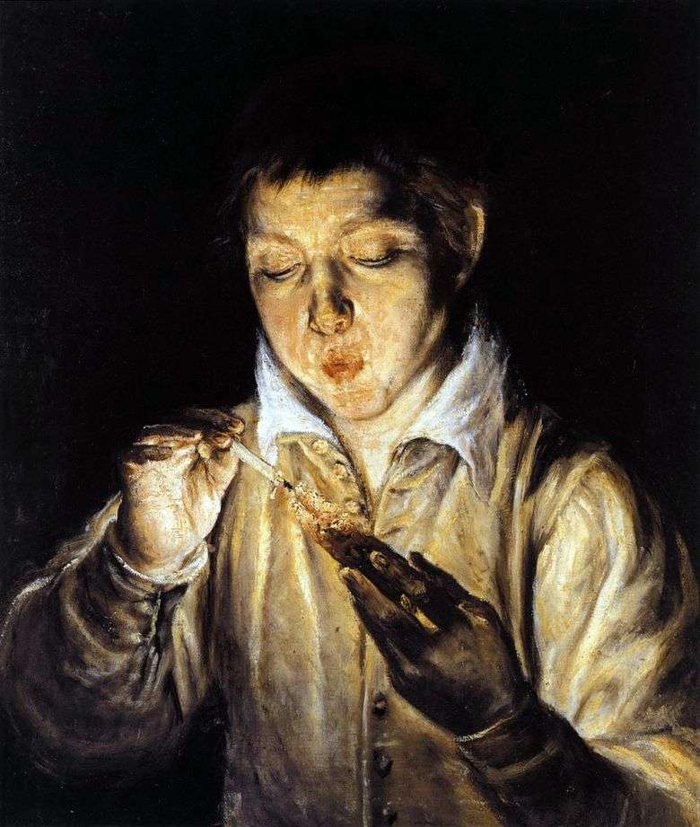 El niño avivando una antorcha   El Greco