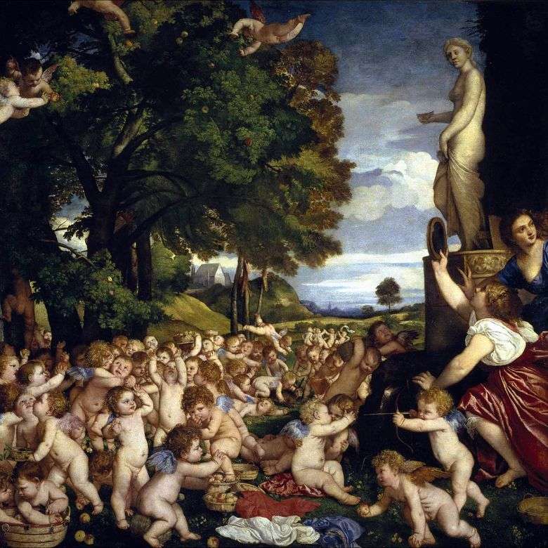 Fiesta de Venus (Bacanalia de los bebés)   Titian Vecellio
