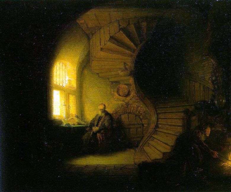Filósofo meditando en su habitación   Rembrandt Harmens Van Rhine