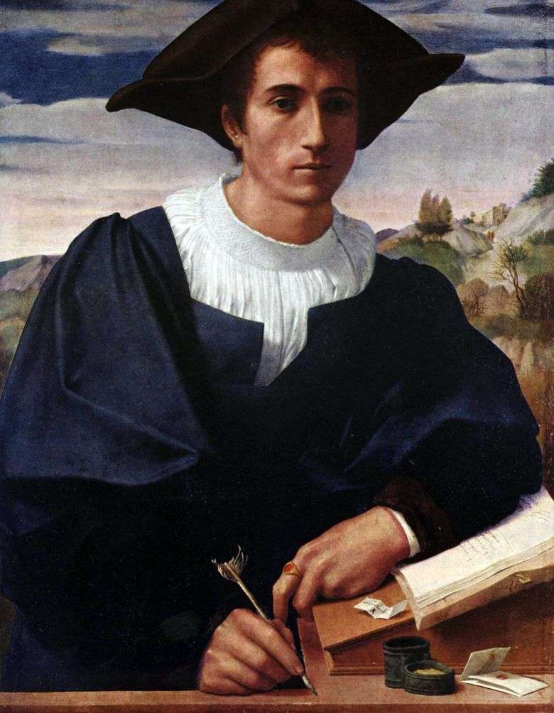 Hombre joven en el escritorio   Francesco di Cristofano Franciabigio