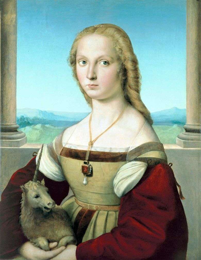 Retrato de una dama con un unicornio   rafael santi