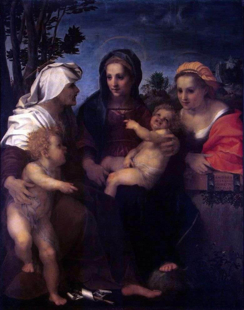 Madonna y el niño, santos Catherine, Elizabeth y John the Baptist   Andrea del Sarto