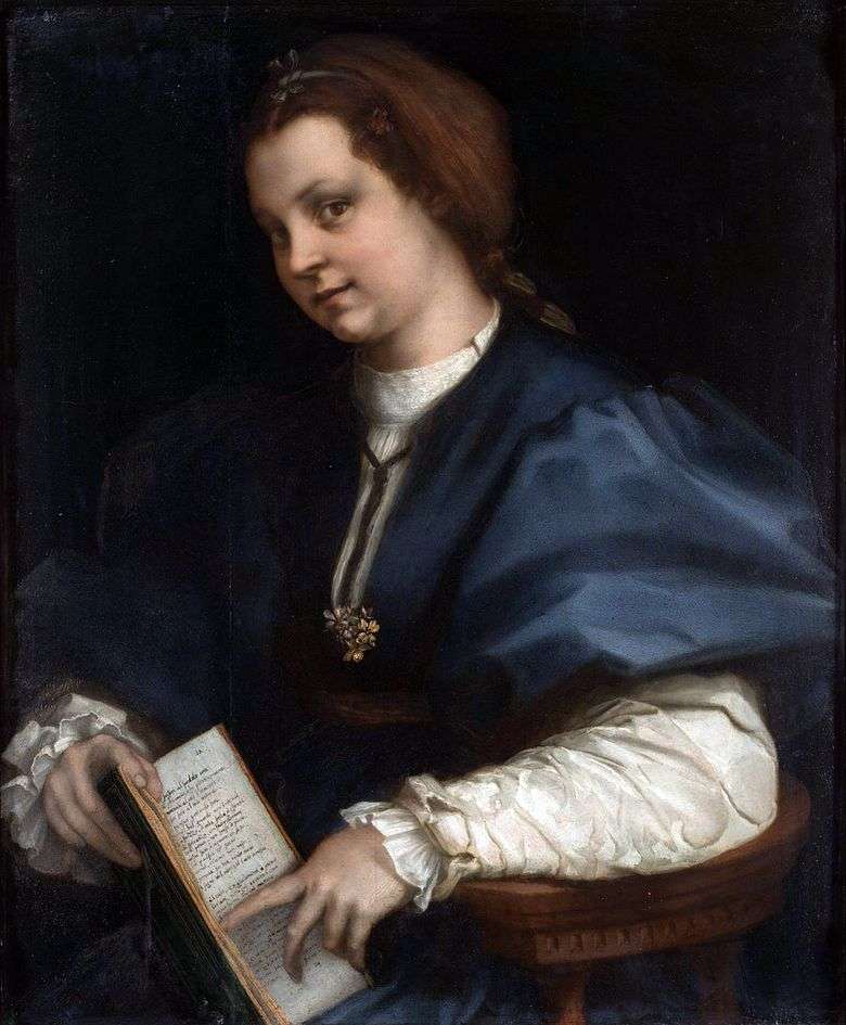 Retrato de una niña con un libro de poemas de Petrarca   Andrea del Sarto