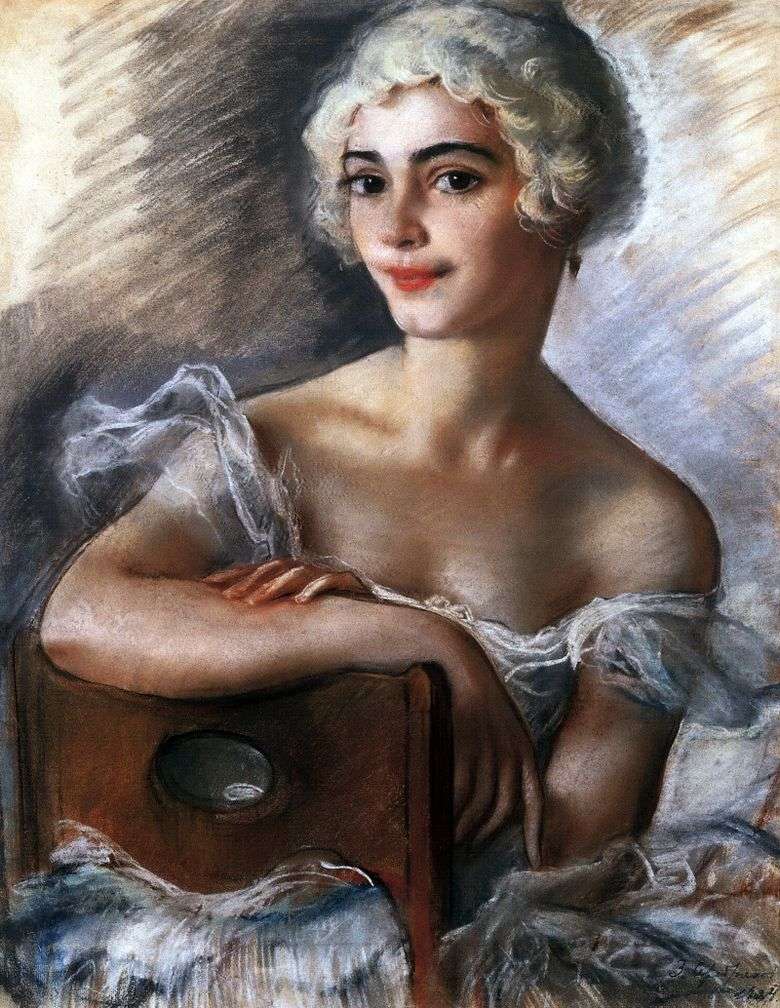 Retrato de E. N. Heidenreich con una peluca blanca   Zinaida Serebryakova