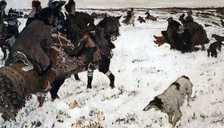 Pedro I en una caza de caza   Valentin Serov