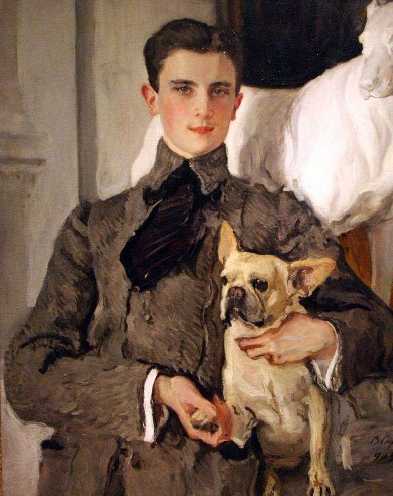 Retrato del Conde F. F. Sumarokov Elston, luego Príncipe Yusupov, con un perro   Valentin Serov