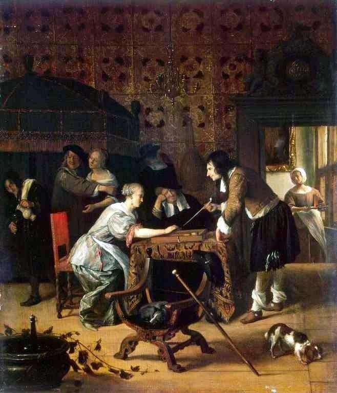 Jugadores de backgammon   Jan Steen