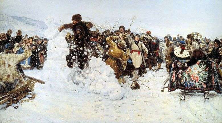Tomando el pueblo de nieve   Vasily Surikov