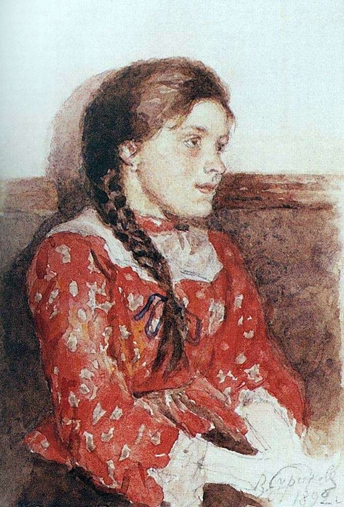 Una niña en un suéter rojo   Vasily Surikov