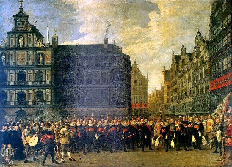 Retrato de grupo de los miembros del gremio de rifles en Amberes   David Teniers