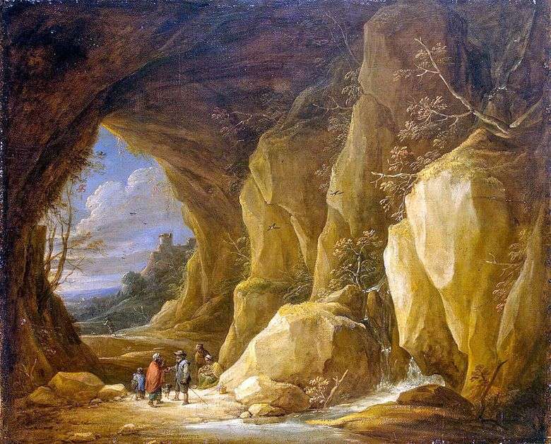 Paisaje con una gruta y un grupo de gitanos   David Teniers