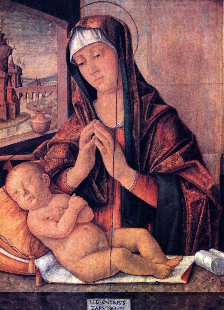 María con un bebé que duerme   Girolamo da Treviso