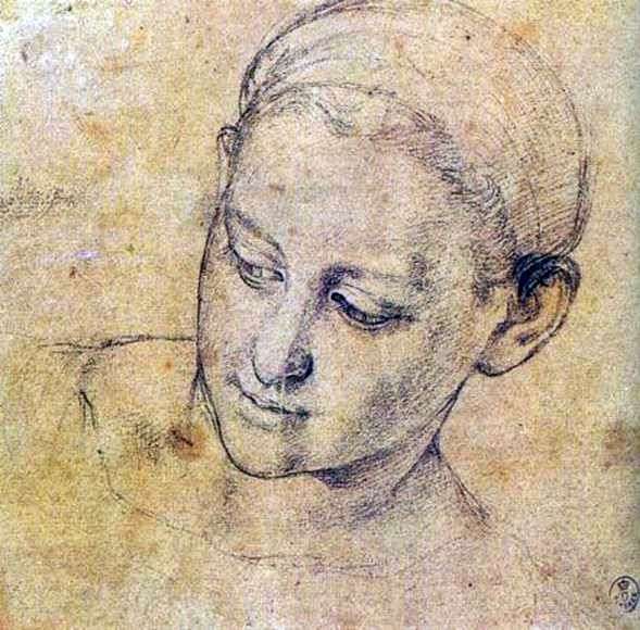 Estudio del rostro de una mujer devota   Agnolo Bronzino