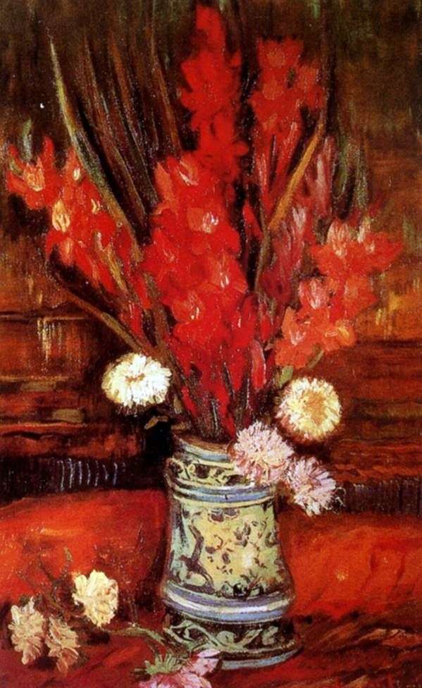 Jarrón con gladiolo rojo II   Vincent van Gogh
