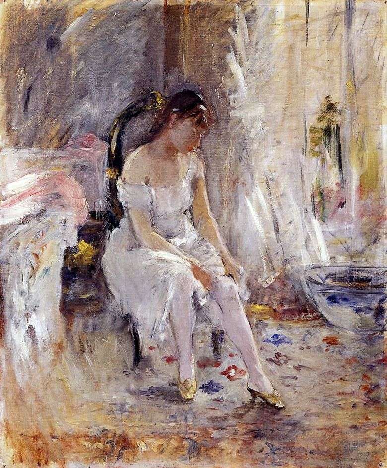 Jovencita poniéndose medias   Bertha Morisot