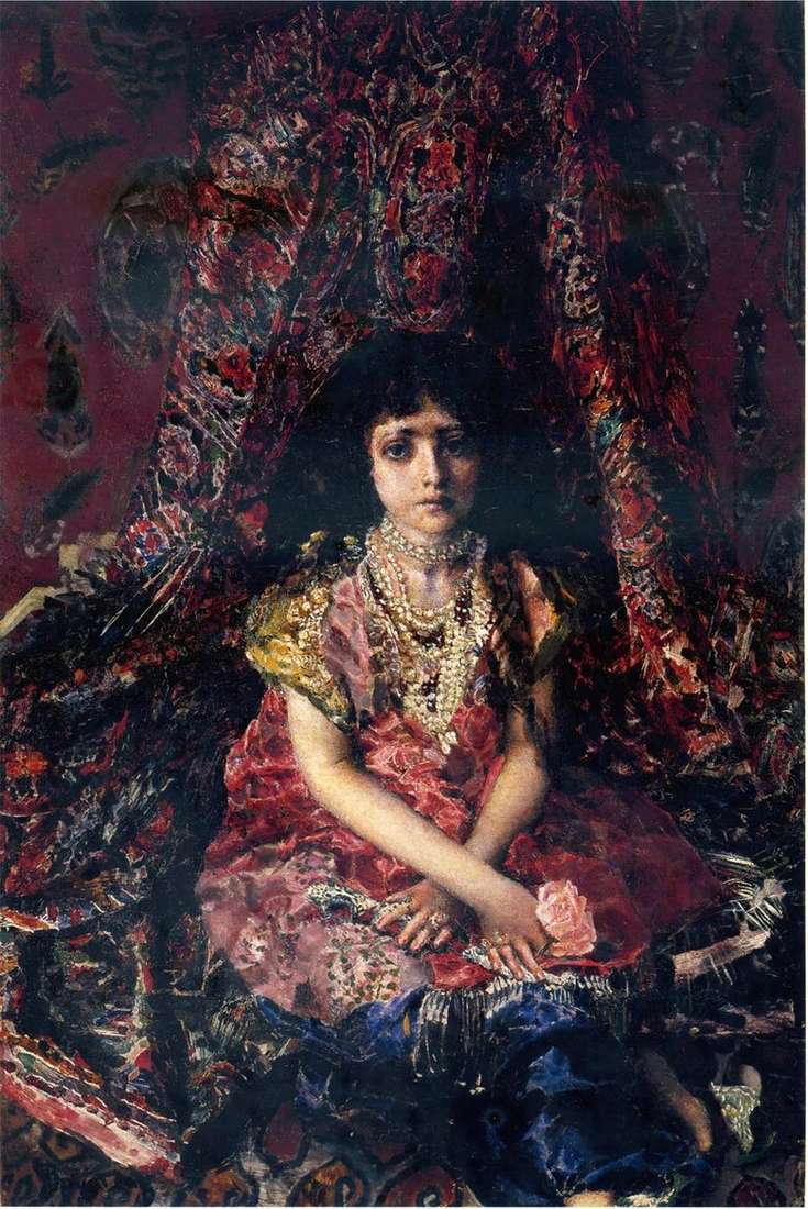 La niña en el fondo de la alfombra persa   Mikhail Vrubel