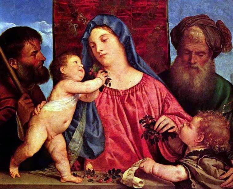 Madonna con Cerezas   Tiziano Vechelio