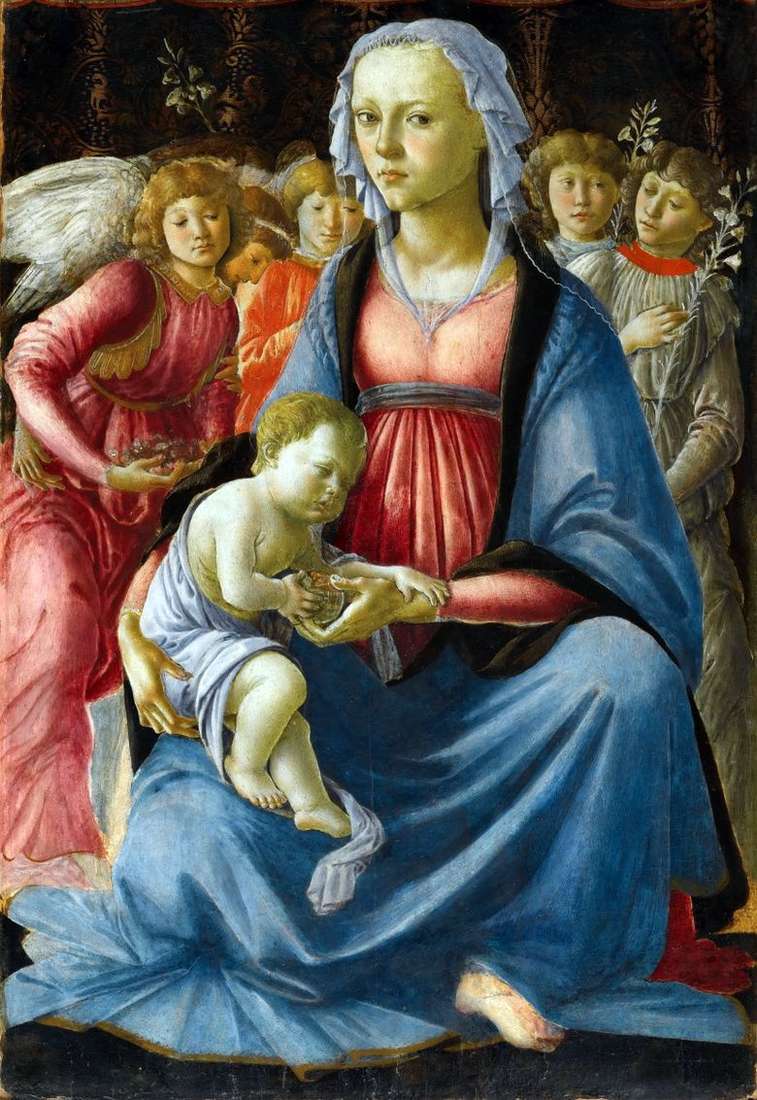 Madonna y el niño con cinco ángeles   Sandro Botticelli