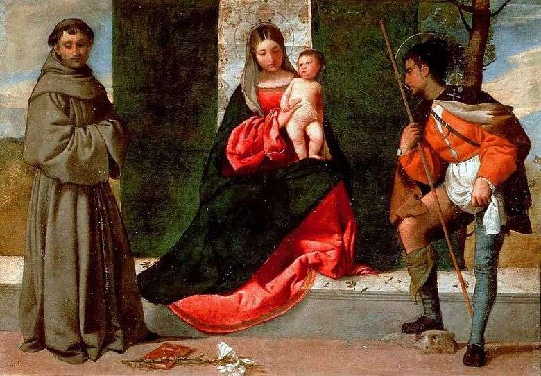 Madonna y el niño, Saints Rock y Anthony de Padua   Giorgione