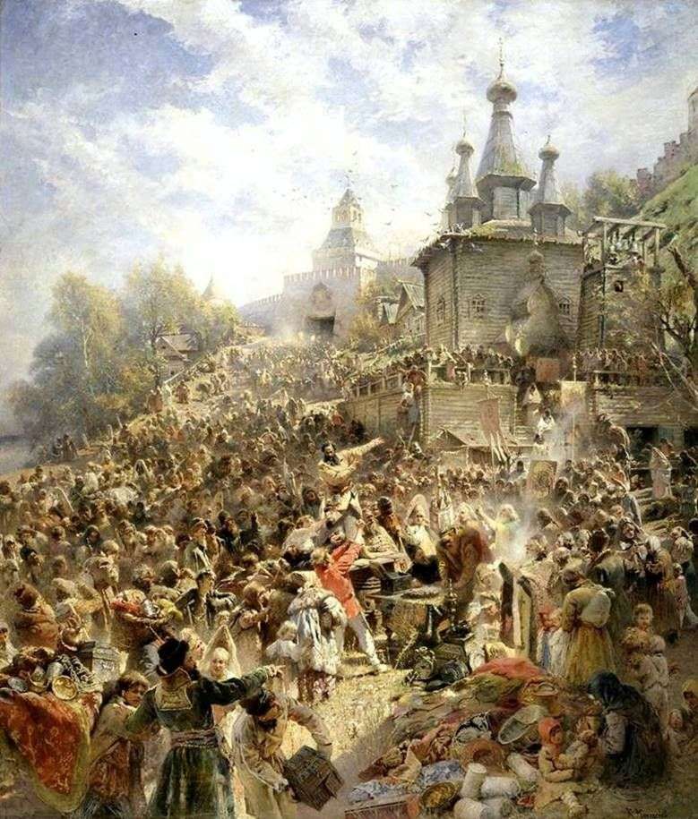 Minin en la plaza Nizhny Novgorod   Konstantin Makovsky