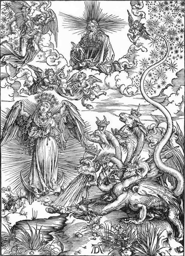 Mujer Sol y el dragón de siete cabezas   Albrecht Durer