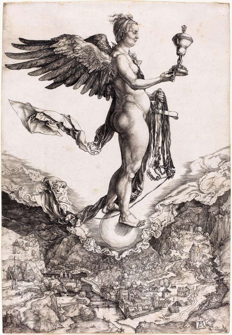 Némesis o diosa del destino. Grabado   Albrecht Durer