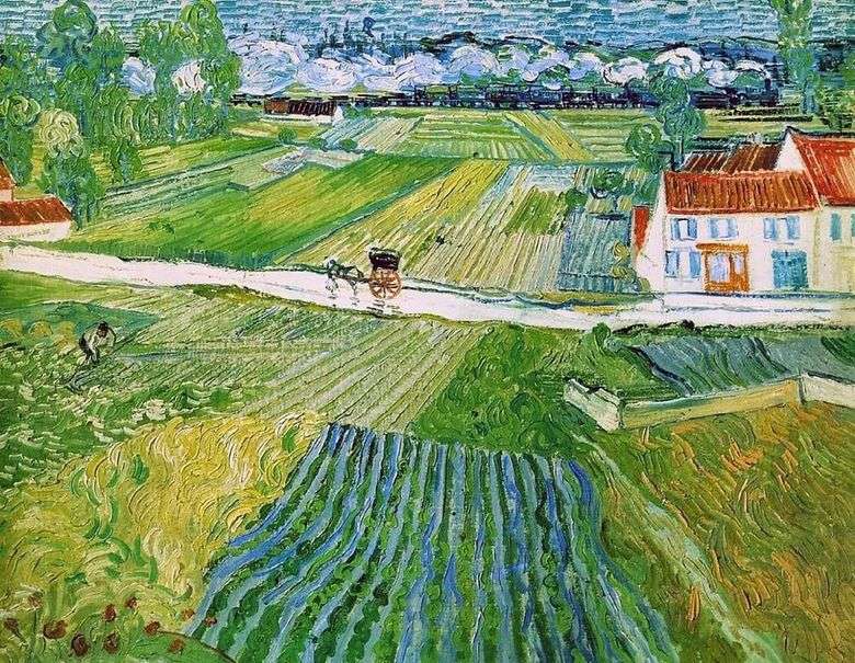 Paisaje con tripulación y tren al fondo (Paisaje en Auvers después de la lluvia)   Vincent Van Gogh