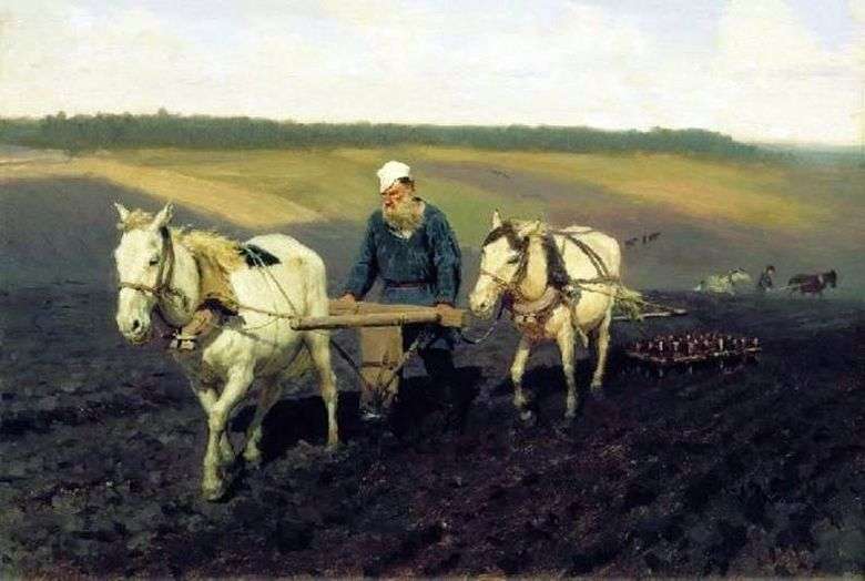 Plowman Leo Tolstoy en tierra arable   Ilya Repin