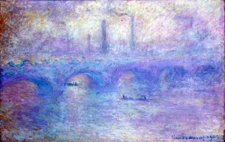 Puente de Waterloo. Efecto de niebla   Claude Monet