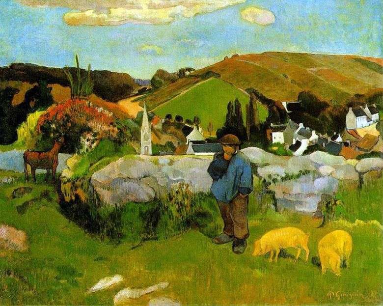 Rebaño de cerdo, Bretaña   Paul Gauguin