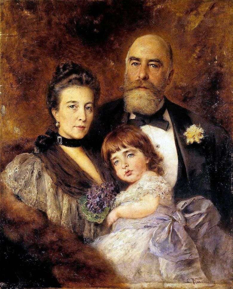 Retrato de grupo de M. S. Volkov, S. N. Volkova y S. M. Volkov Manzey   Vladimir Makovsky