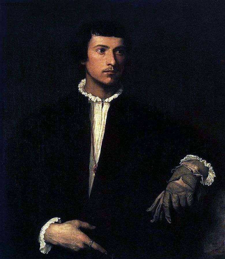 Retrato de un hombre joven con un guante roto   Tiziano Vechelio