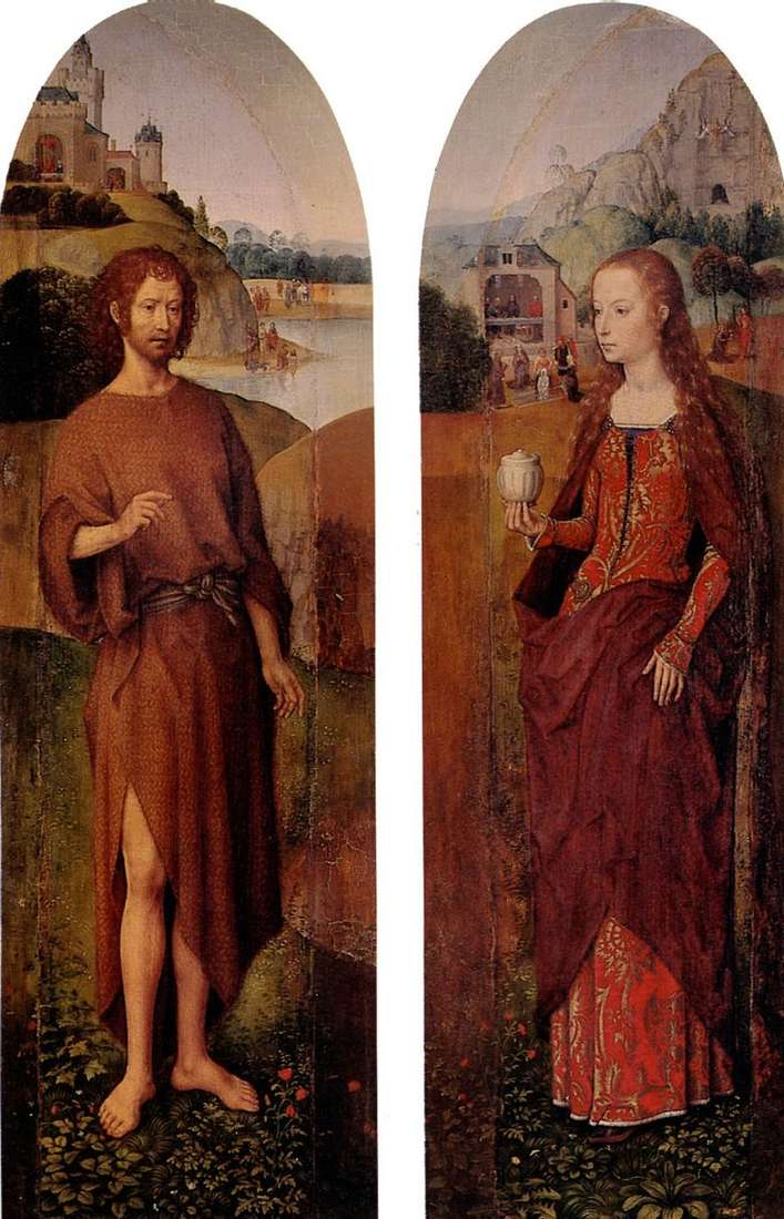 San Juan Bautista y Santa María Magdalena. Faja lateral tríptico   Hans Memling