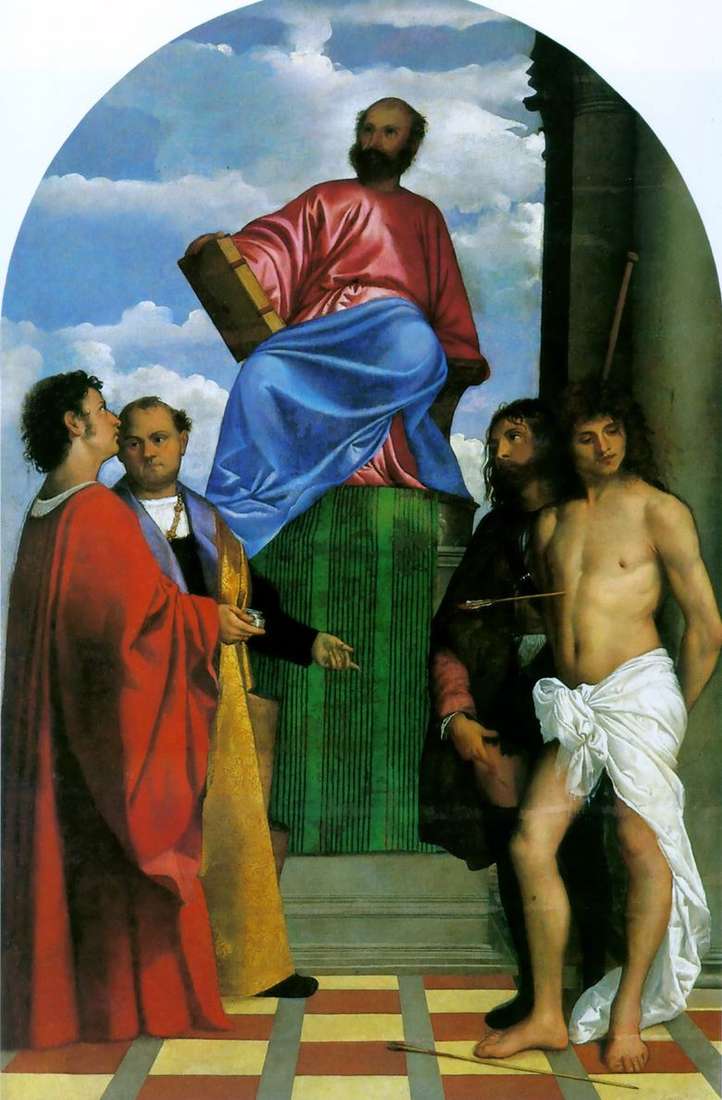 San Marcos en el púlpito con los santos   Titian Vecellio