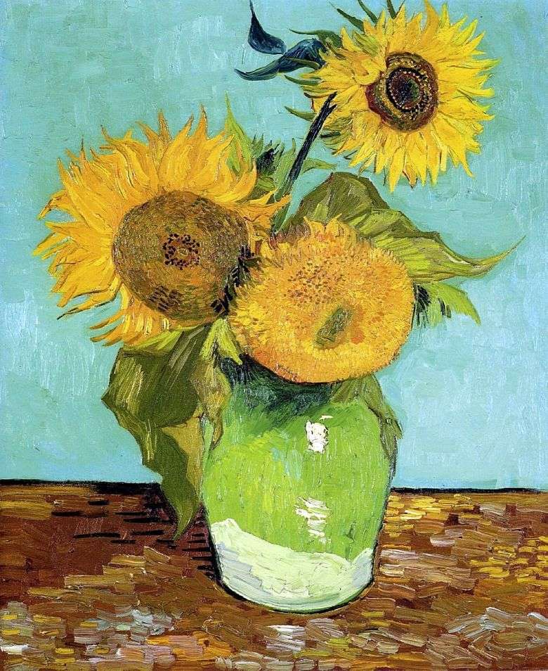 Tres girasoles en un jarrón   Vincent van Gogh