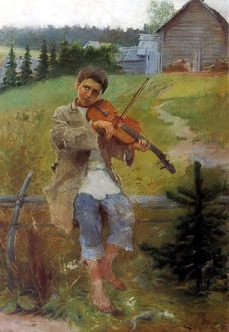 Un niño con un violín   Nikolai Petrovich Bogdanov Belsky