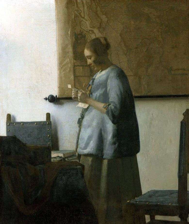Una dama de azul leyendo una carta   Jan Vermeer
