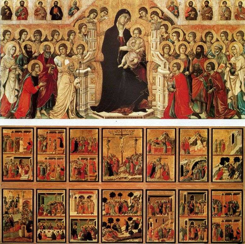 Virgen con ángeles y santos (Maestas)   Duccio di Buoninsegna