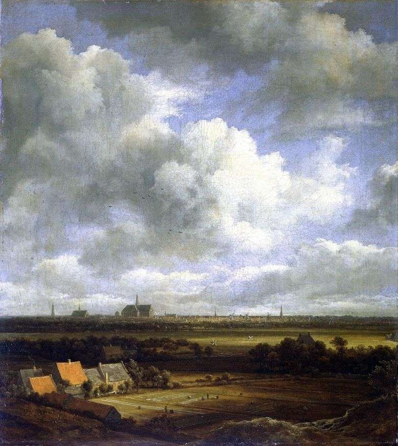 Vista de Haarlem con campos   Jacob van Ruisdal