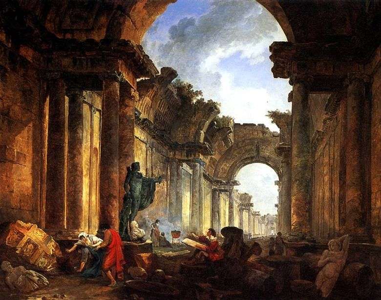 Vista imaginaria de la Gran Galería en ruinas   Hubert Robert