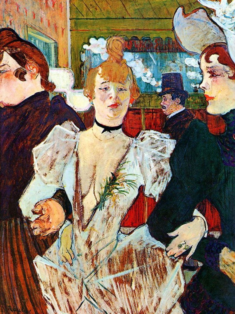 La Goulue, membre du Moulin Rouge avec deux femmes   Henri de Toulouse Lautrec