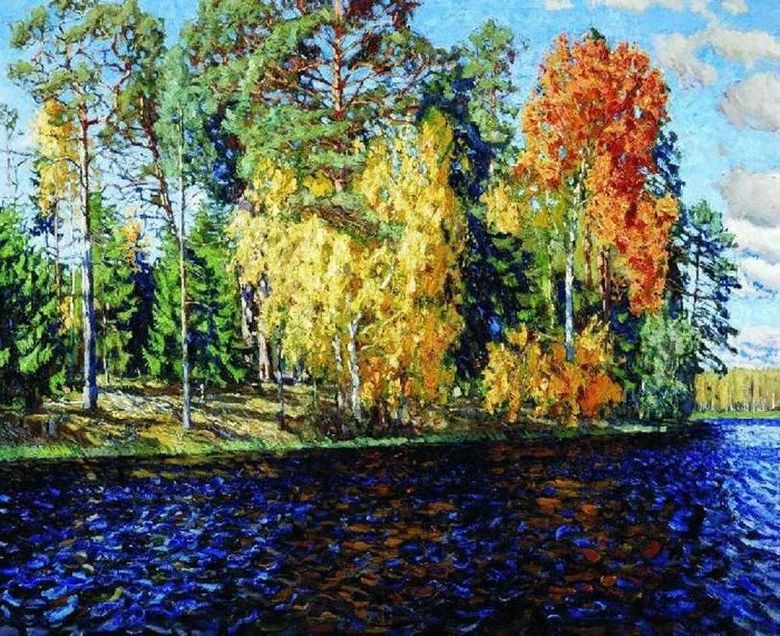 Lac de la forêt. Automne doré (eau bleue)   Stanislav Zhukovsky