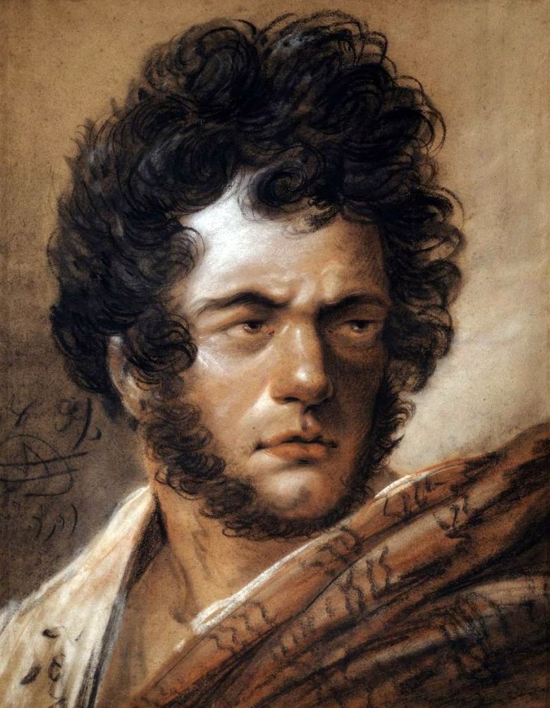 Autoportrait dans une cape rouge   Alexander Orlovsky