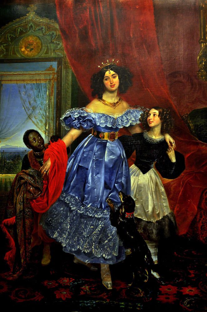 Portrait de Yu. P. Samoilova avec Dzhovanina Pacini et arapochka   Karl Bryullov